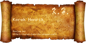 Kerek Henrik névjegykártya